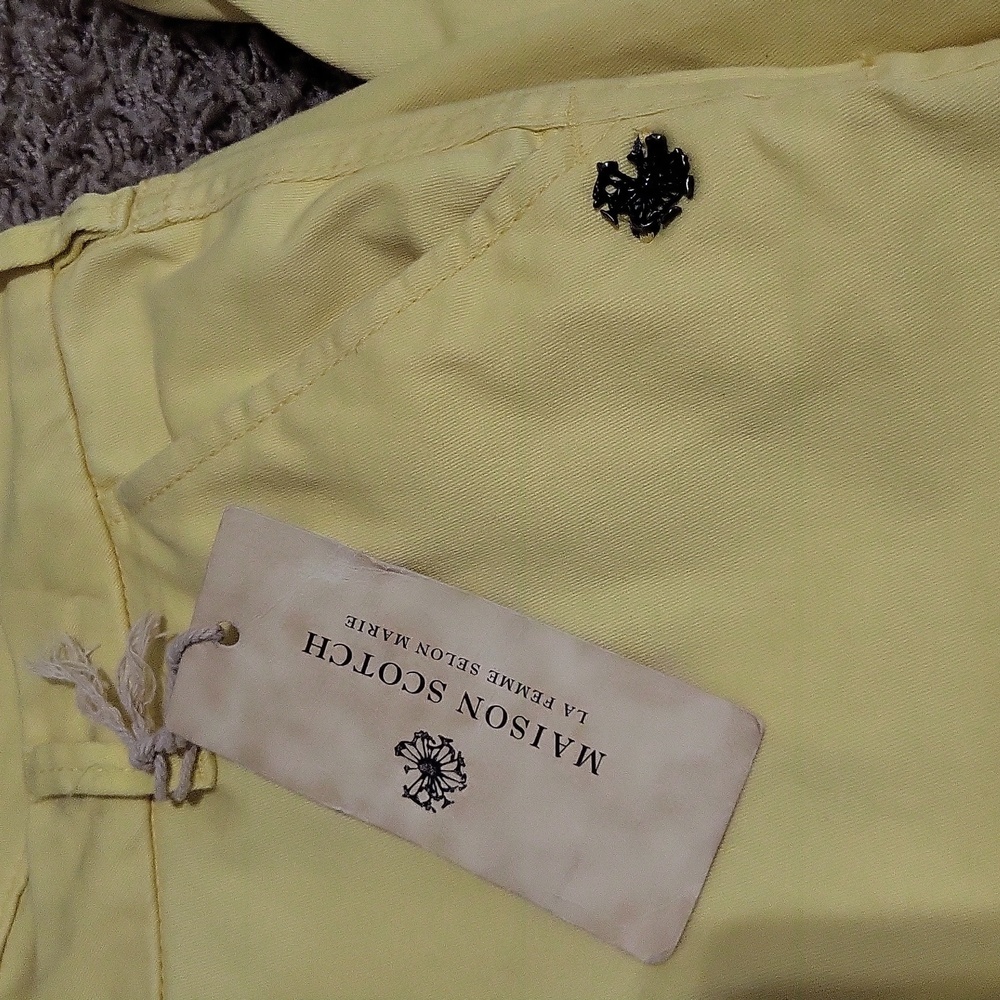 NWT Maison Scotch W 31 L 32 La Femme Selon Marie Chino Pants Yellow Skinny Fit - Picture 3 of 5